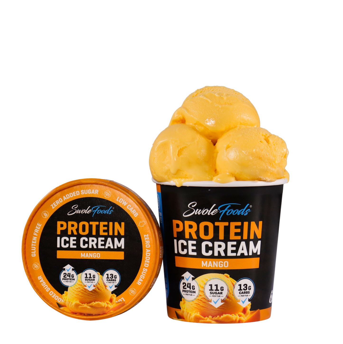SwoleFood NZ Mango Protein Ice Cream is a refreshing, tropical burst of mango flavour in every spoonful. Light, fruity, and packed with protein. Packing 24 grams of protein with low sugar & carbs!