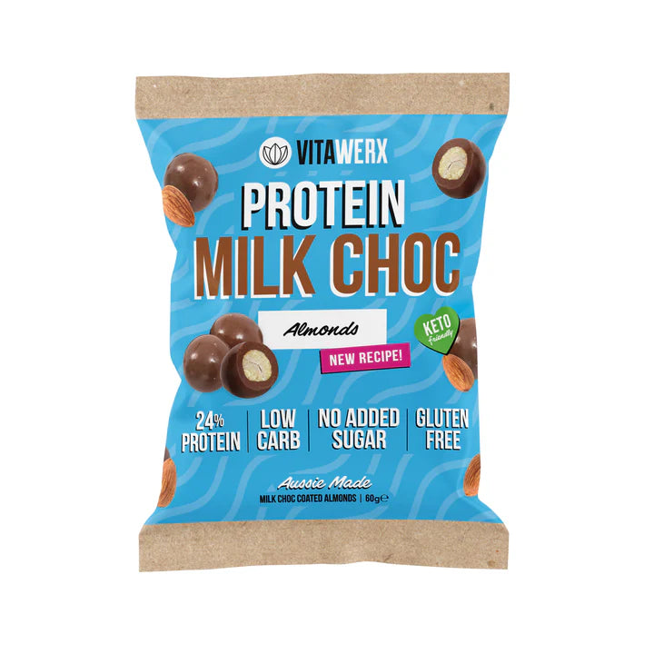 Delicious Milk Chocolate Coated Almonds for a tasty treat. High protein, low carb, no added sugar and gluten free! Buy online now from SwoleFoods New Zealand.