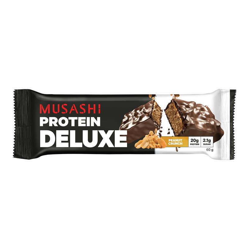 Delicious Musashi Peanut Crunch Protein Deluxe Bars. Buy Protein Bars online now from SwoleFoods New Zealand and get delivered!