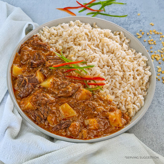 Massaman Beef Curry Pre Made Meals Delivered in New Zealand by SwoleFoods.

