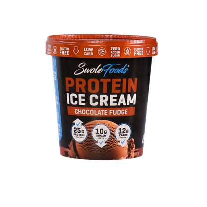 SwoleFood NZ Protein Ice Cream Chocolate Fudge has a deep, rich chocolate flavour with a smooth, creamy texture. A choc lover’s dream, made guilt-free. Packing 25 grams of protein with low sugar!