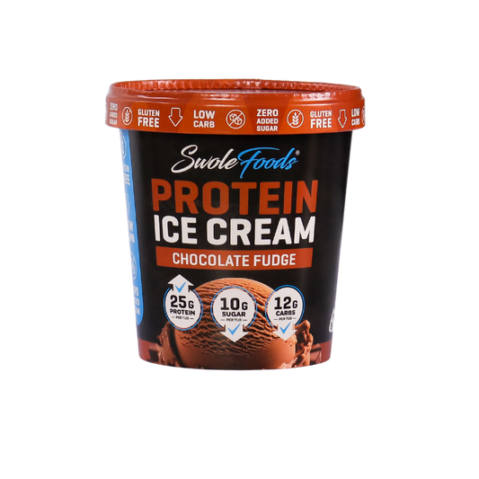 SwoleFood NZ Protein Ice Cream Chocolate Fudge has a deep, rich chocolate flavour with a smooth, creamy texture. A choc lover’s dream, made guilt-free. Packing 25 grams of protein with low sugar!